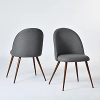 Homy Casa Modern 2-Pack Accent Chair Set, Armless Round Back, Grey Fabric Upholstered