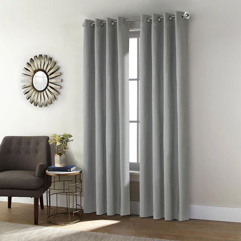 Loft Living Spirit, panneau de rideau à oeillets texturé, 100% occultant 52" x 84", gris
