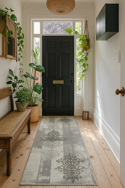 Rug Branch Montage Collection Modern Damask Runner Area Rug