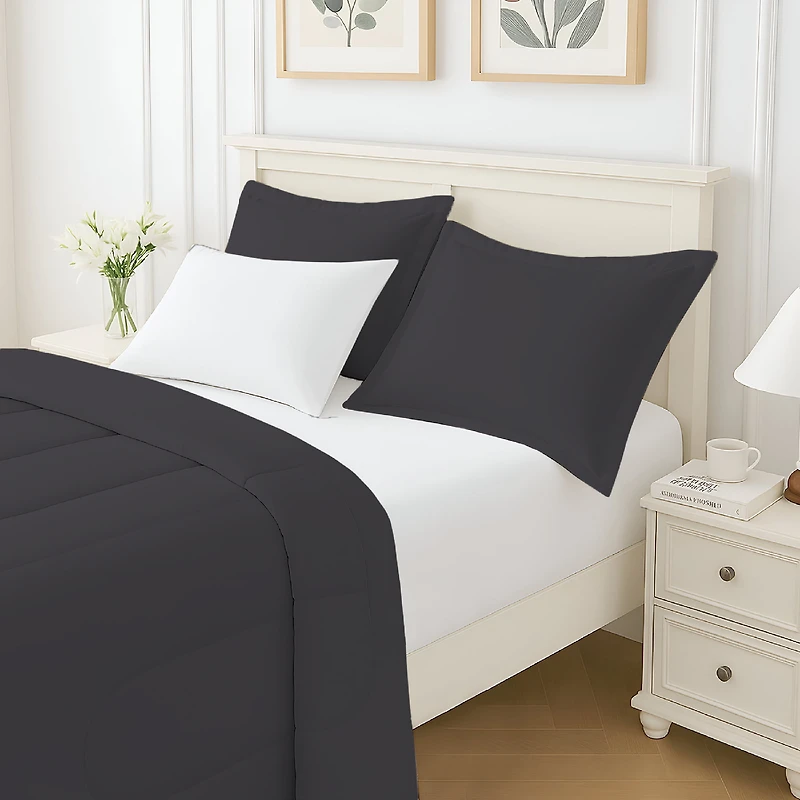 Beddora 3-Piece Ultra-Soft Comforter Set, All-Season, Wrinkle-Free, Lightweight Microfiber, Hypoallergenic – King Forged Iron