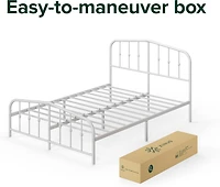 Zinus Heidi Metal Platform Bed Frame with Headboard, White