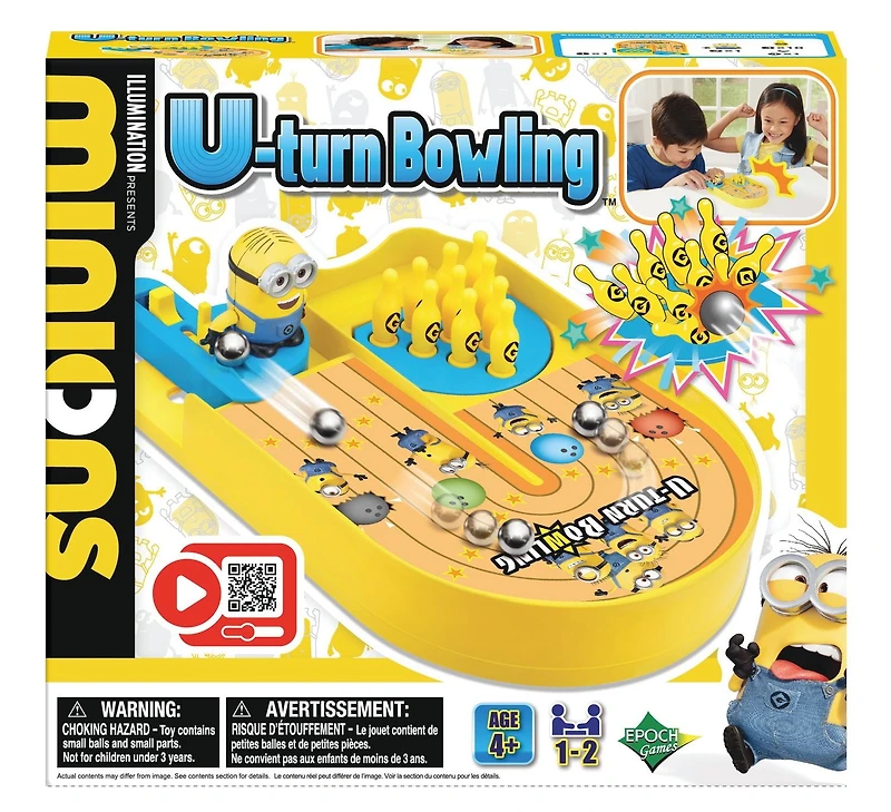 Epoch Games Minions U-Turn Bowling, jeu d'action miniature sur table pour les 4 ans et plus
