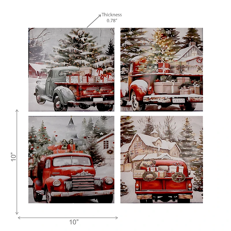 Toile Murale Assortie (Camion Avec Cadeaux) - Lot De 4