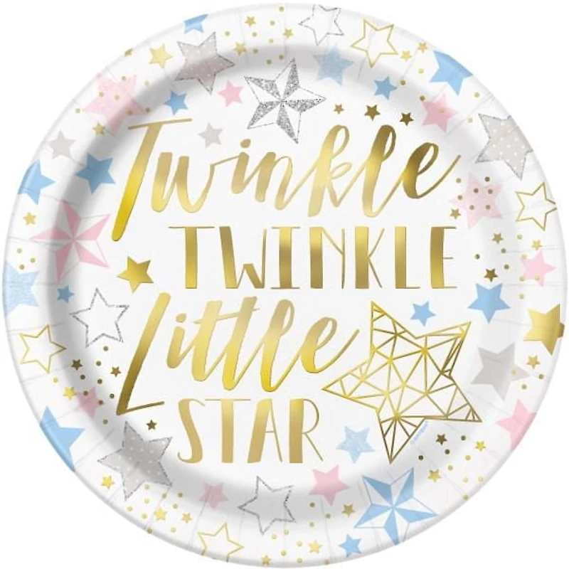 Assiettes Twinkle Twinkle Little Star 9 ", 8CT Les assiettes jetables mesurent 21.9CM