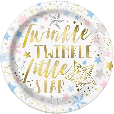 Assiettes Twinkle Twinkle Little Star 9 ", 8CT Les assiettes jetables mesurent 21.9CM