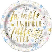 Assiettes Twinkle Twinkle Little Star 9 ", 8CT Les assiettes jetables mesurent 21.9CM