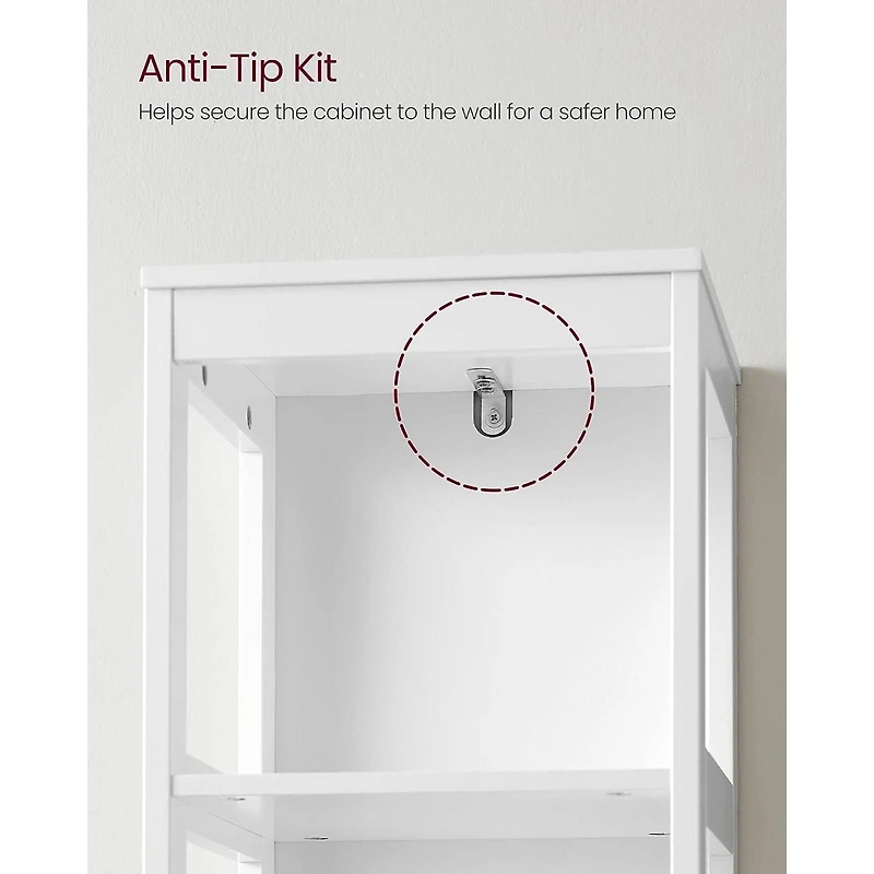 Boutique Home Bathroom Tall Cabinet Freestanding Storage Unit with 2 Drawers and 3 Open Shelves, White