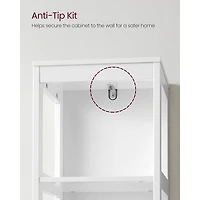 Boutique Home Bathroom Tall Cabinet Freestanding Storage Unit with 2 Drawers and 3 Open Shelves, White