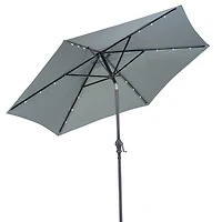 Sun-Ray 9' Round Solar Lighted Umbrella - Grey