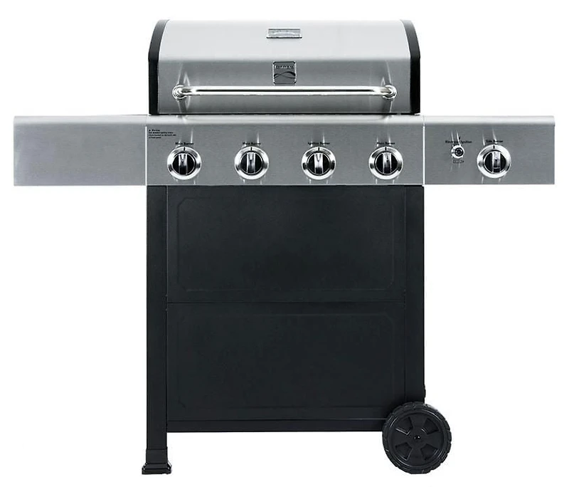 Kenmore - 4 Burner Gas Grill Plus Side Burner - Black with Stainless Steel Lid
