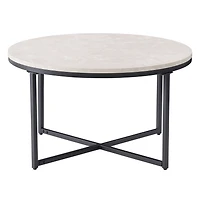 CorLiving Ayla Grey Marbled Indoor Coffee Table with Engineered Wood Top and Black Iron Legs