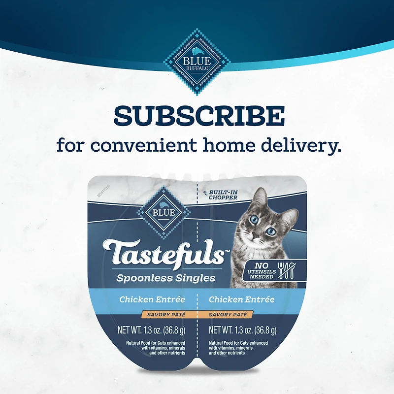 Blue Buffalo Tastefuls Spoonless Singles Wet Cat Food Paté, Chicken 85g