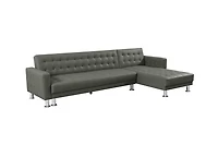 Velago ATTALENS Sectional Faux Leather Sleeper Sofa, Grey