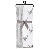 Safdie & Co. Couverture Jeté en Fausse Fourrure Ultra Doux Réversible Chevreuil à Carreaux