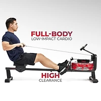 Sunny Health & Fitness Hydro Compact Water Rowing Machine with 6-Level Water Resistance, Elevated Floor Clearance & Exclusive SunnyFit® App Enhanced Bluetooth Connectivity - SF-RW522073…