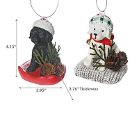 Décoration De Chien En Résine Christman - Lot De 2