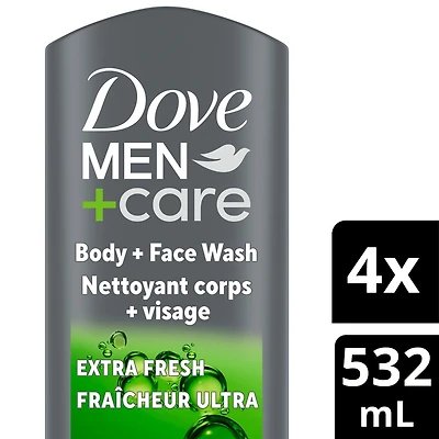 Dove Men+Care Body and Face Wash Extra Fresh for Men with 24-Hour Nourishing Micromoisture Technology 532mL