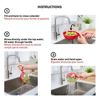 Starfrit Passoire à baies, Couvercle troué amovible, S'utilise à une main,  Rouge