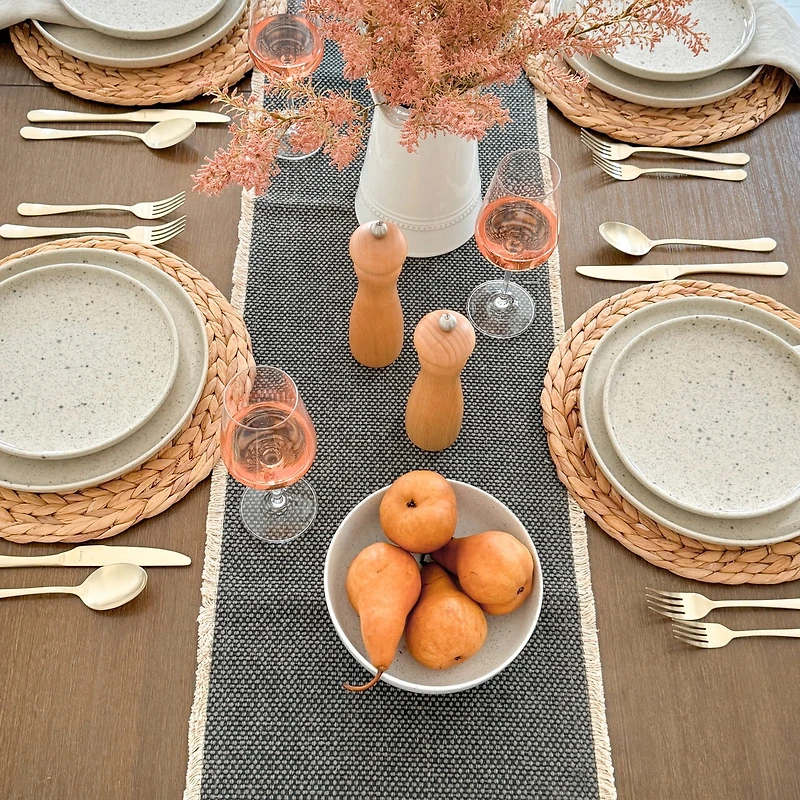 Fabstyles Chemin de table Bali 100 % coton – Lavable en machine au quotidien, chemin de table épais 35,6 x 182,9 cm pour table de salle à manger