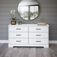 Prepac Rustic Ridge White 6-Drawer Dresser, 18.25"D x 53.25"W x 28.5"H