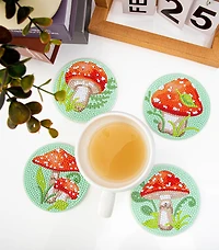 DIAMOND DOTZ® Sous-verres Champignons Édition Spéciale Kit d'art Broderie Diamant Taille des sous-verres: 4 pouces, Rond