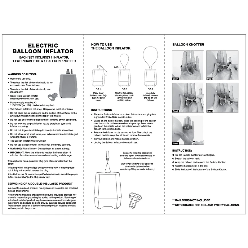 Way to Celebrate Gonfleur électrique de ballons en plastique avec noueur de ballons, 1 pièce WAY-TO-CEL PL POMPE BALLONS ELECT