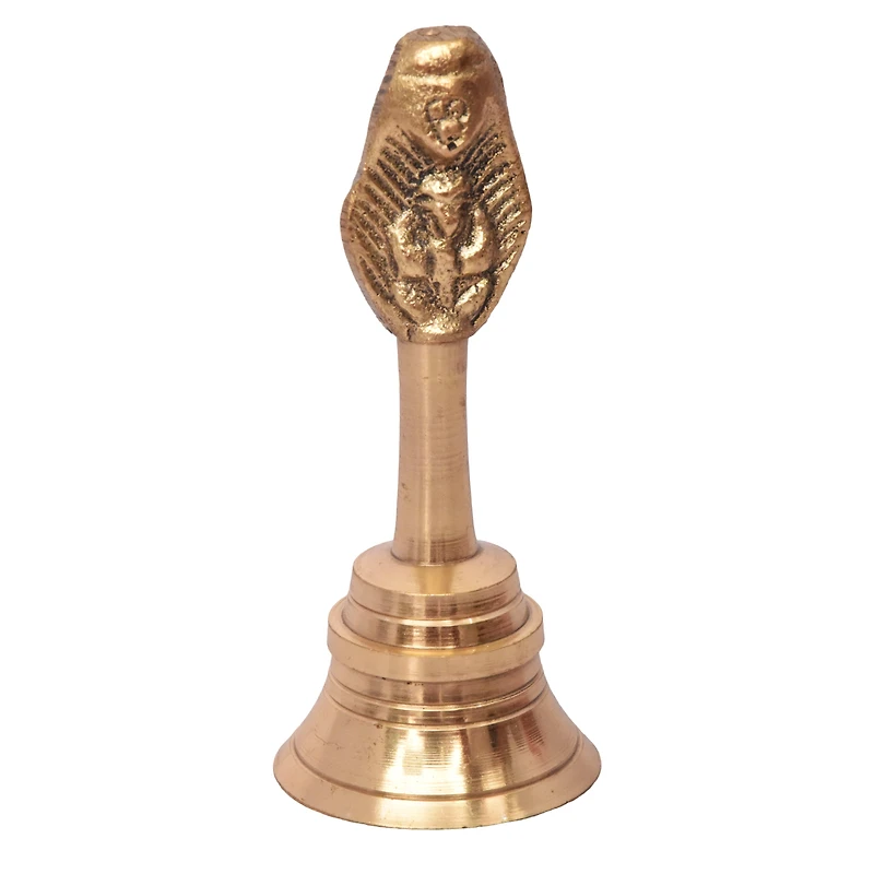 Ensemble de pooja en métal 4 pièces comprenant une cloche en laiton, un diya en laiton et un porte-kum kum en laiton, décoration de Diwali, finition dorée, 11 pouces, par Way To Celebrat