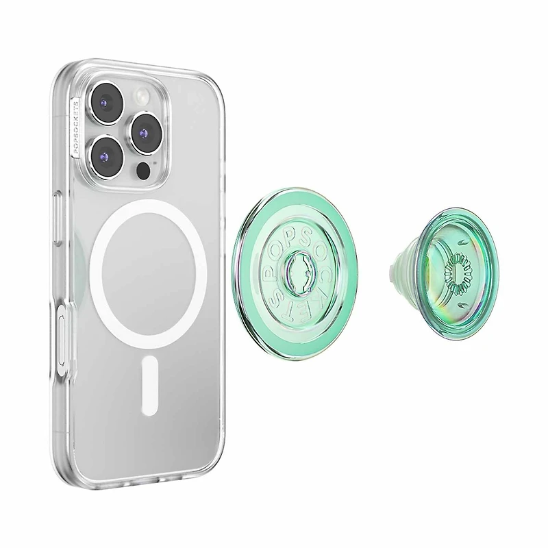 PopSockets PopGrip for MagSafe Round with Adapter Iridescent Turq