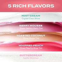 Hard Candy Lip Butter Glowy Balm, Pêche fouettée, teinte rose pêche transparente, brillance, hydratation