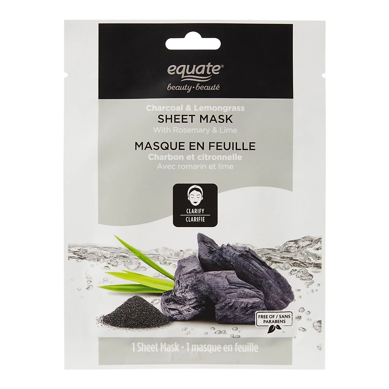 Masque en feuille au charbon et à la citronnelle Equate Beauté 1 masque en feuille