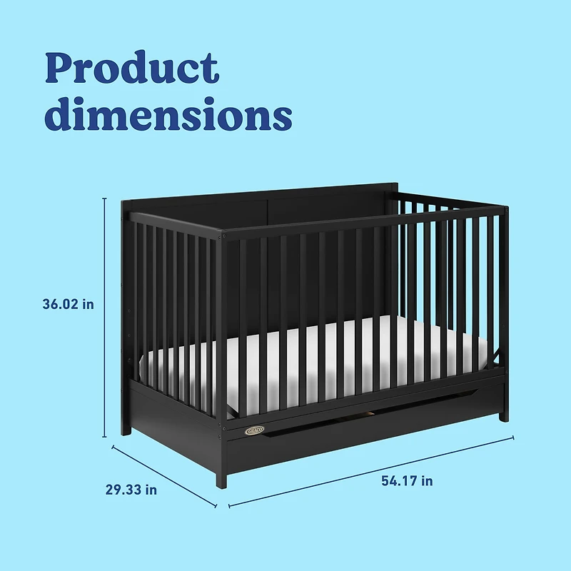 Graco Melrose 5-in-1 Convertible Baby Crib with Drawer, Black