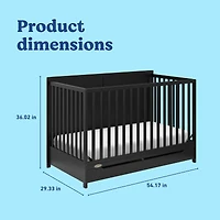 Graco Melrose 5-in-1 Convertible Baby Crib with Drawer, Black