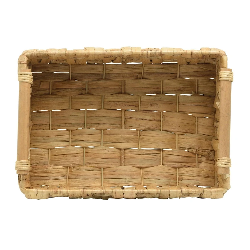 Zenna Home Water Hyacinth and Natural Leaf Woven Storage Basket, Natural Finish