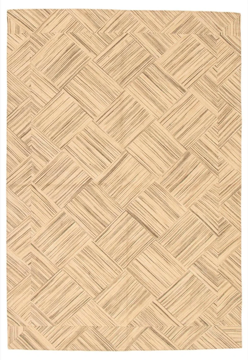 ECARPETGALLERY Tapis Fait à la Main pour Salon, Salle à Manger et Chambre à Coucher Transitionnel Collection Moldovia Patch 5'2" x 8'0" en Ivoire