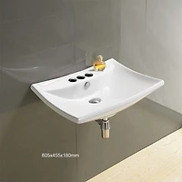 American Imaginations 23.8-in. W Wall Mount White Bathroom Vessel Sink For 3H4-in. Center Drilling AI-28470