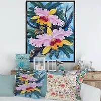 Designart Orchidées de forêt vintage I ART MURAL À CADRE FLOTTÉ