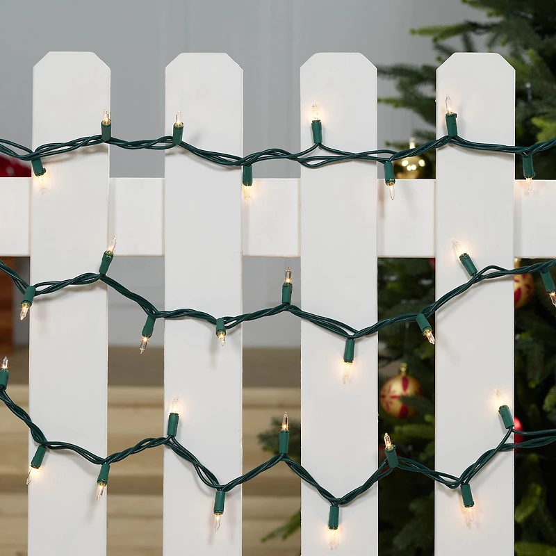 Holiday Time 50-Count Clear Incandescent Mini Christmas Lights, with Green Wire, 9.9'