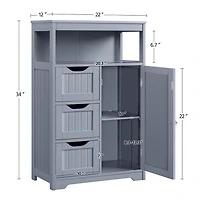 Fullfurnique Armoire de Salle de Bains avec 1 Porte et 3 Tiroirs, Gris
