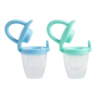 Distributeur de nourriture pour bébé en silicone, paquet de 2 (bleu/menthe)