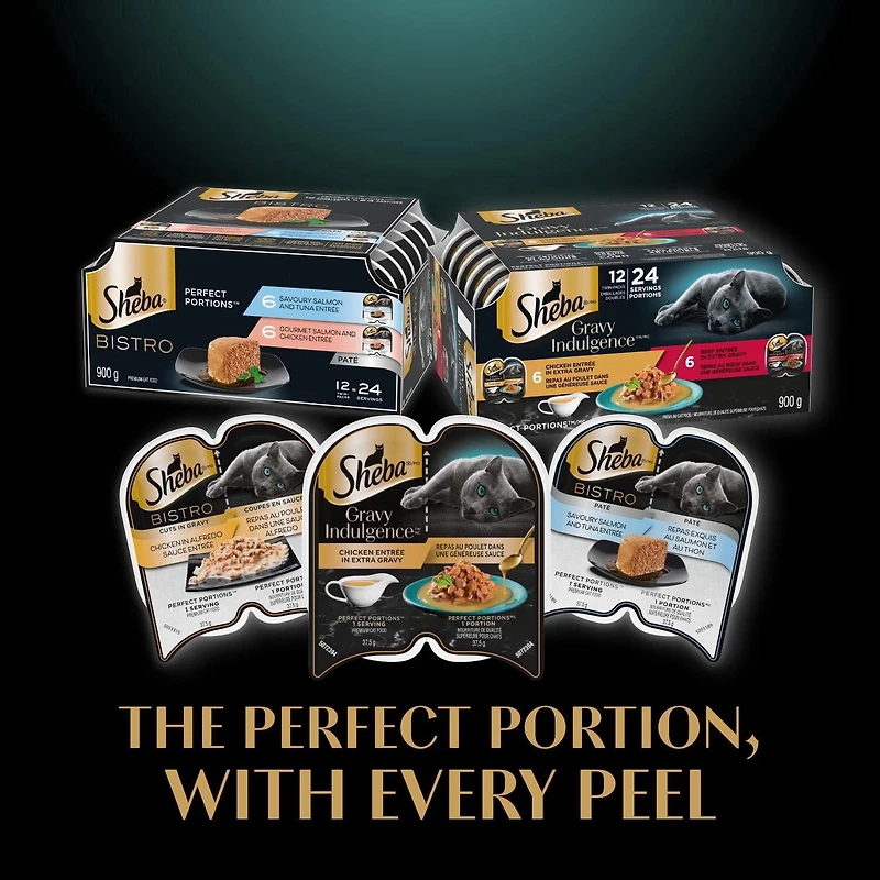 SHEBA GRAVY INDULGENCE PERFECT PORTIONS Adult Wet Cat Food Chicken & Beef Entrée in Extra Gravy Variety Pack
