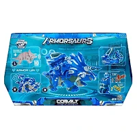 Armorsaurs Armor-Up Triceratops Dinosaur Cobalt Toy Figure with 7 Removable Armor Pieces, Tail-Triggered Chomp, Pilot Pod Compatible, Kids, Boys, Girls, Ages 6+