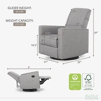 Planeur, inclinable et bascule Evolur Harlow Deluxe avec port de chargement USB
