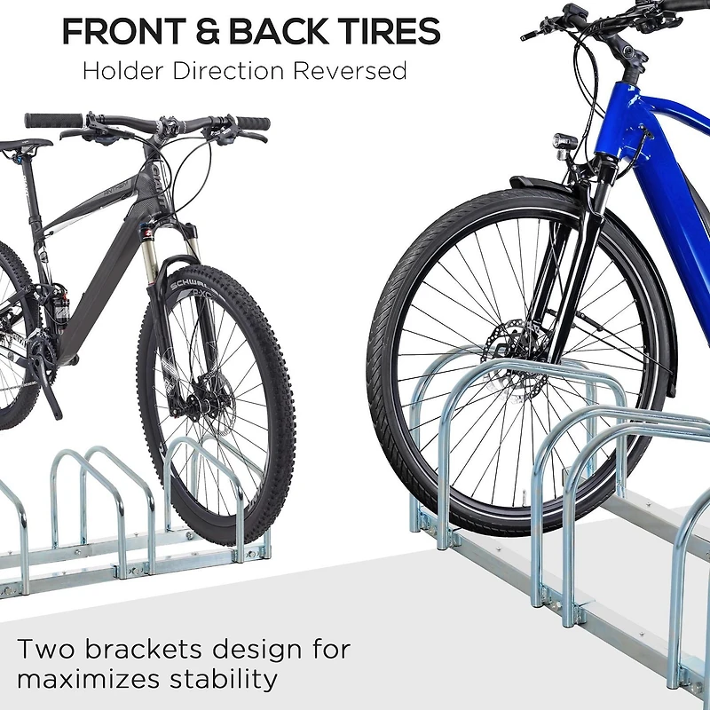 HOMCOM 3-Bike Bicycle Floor Parking Rack Cycling Storage Stand Silver