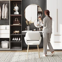 Homy Casa Set of 2 Fabric Dining Chairs with Hollow Back and Armrests for Apartment Dining