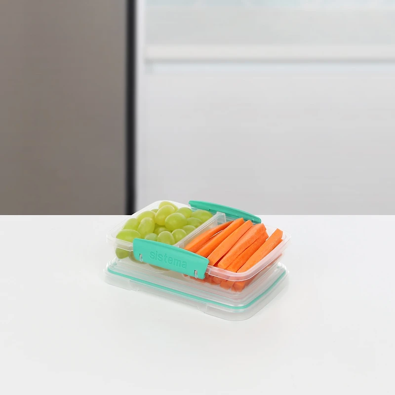 Sistema To Go Small Split Food Snack Container, 350 mL, Colour May Vary, 1 Pack, BPA-Free