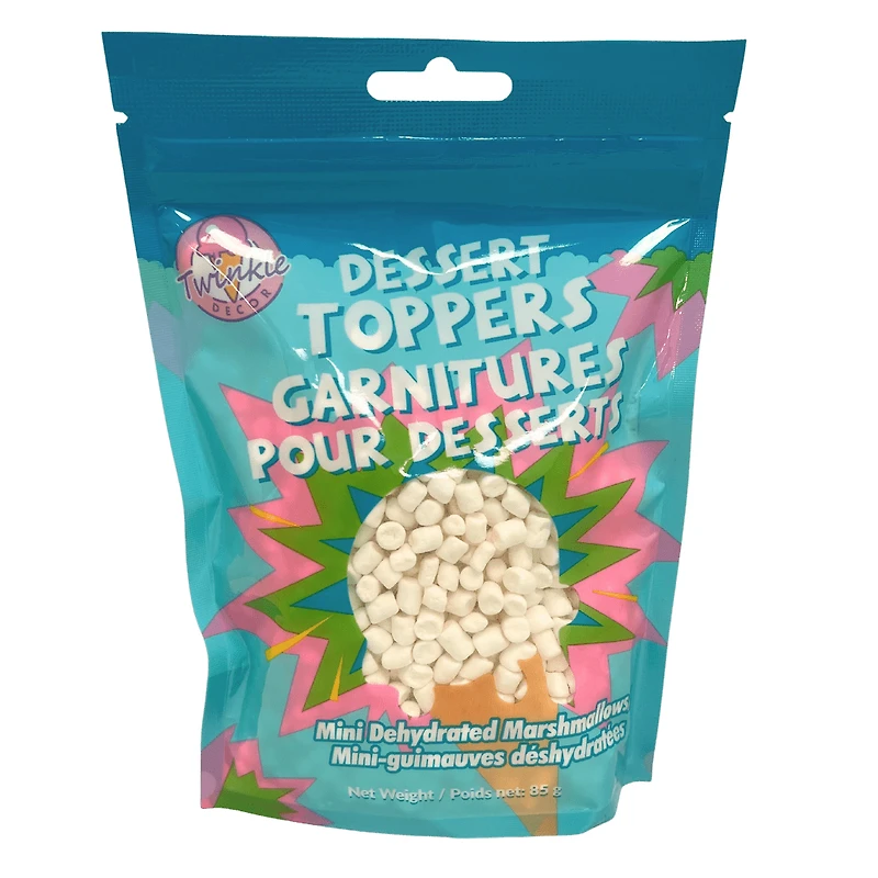Garnitures de dessert scintillantes - Mini guimauves déshydratées Garnitures de dessert scintillantes - Mini guimauves déshydratées 85g