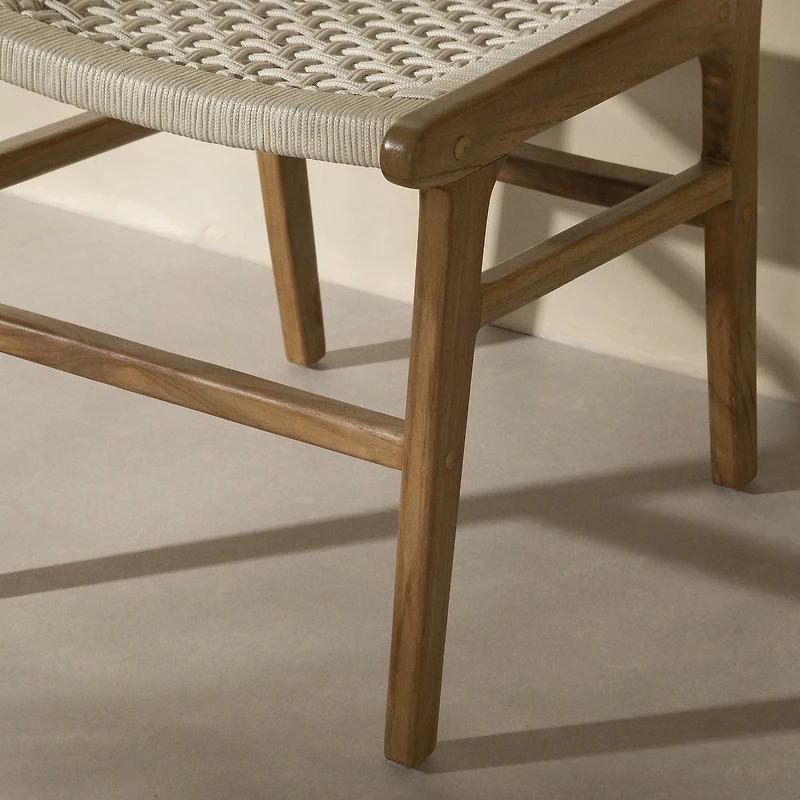 South Shore Agave Woven Rope and Teak Dining Chair, Set of 2, in Cream and Natural