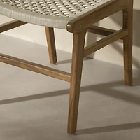 South Shore Agave Woven Rope and Teak Dining Chair, Set of 2, in Cream and Natural