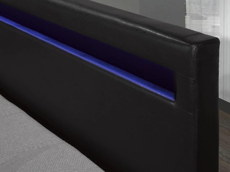 Dhara Queen Platform Bed with LED Lighting, Black
