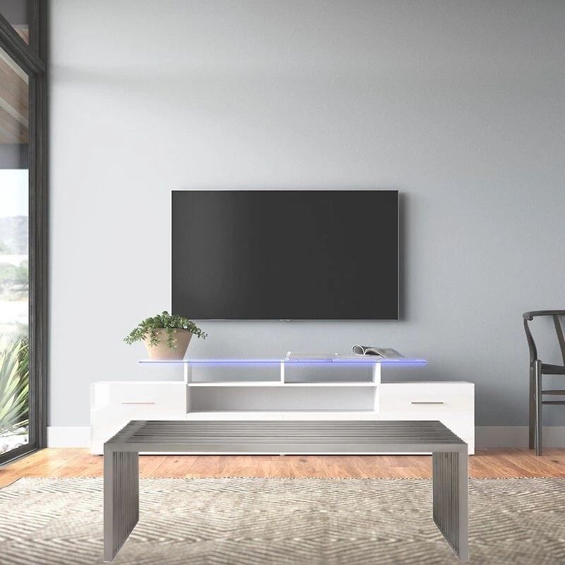 Vixey Medium Bench in Chrome, Metal Bench, Brushed Bench in Chrome, Medium Metal Bench, Entry Bench, Metal Modern Bench in Brushed finish